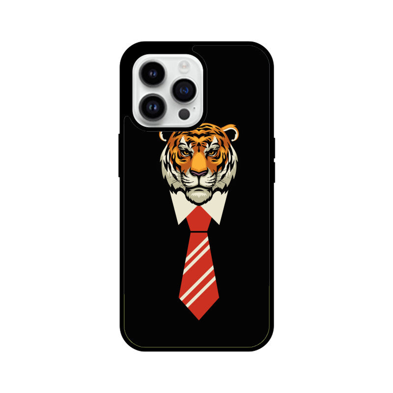 Orange Red Beige Colorful Tiger With Tie Phone Case