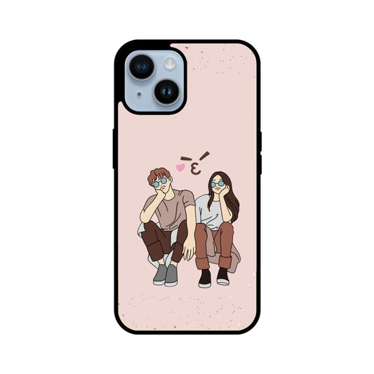 Minimal Pink & Brown Romantic Couple Phone Case