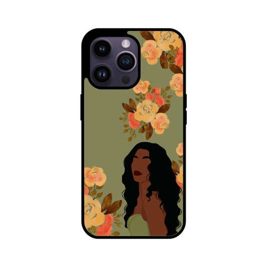 Green Floral Woman Phone Case