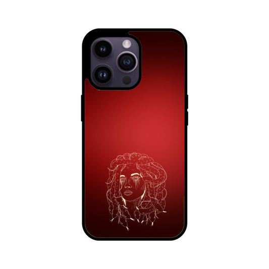 Deep Red Line Art Female Gorgon Face Phone Case