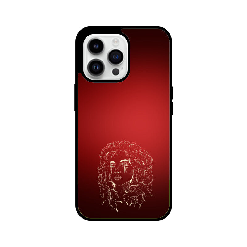 Deep Red Line Art Female Gorgon Face Phone Case