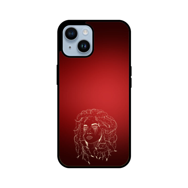 Deep Red Line Art Female Gorgon Face Phone Case