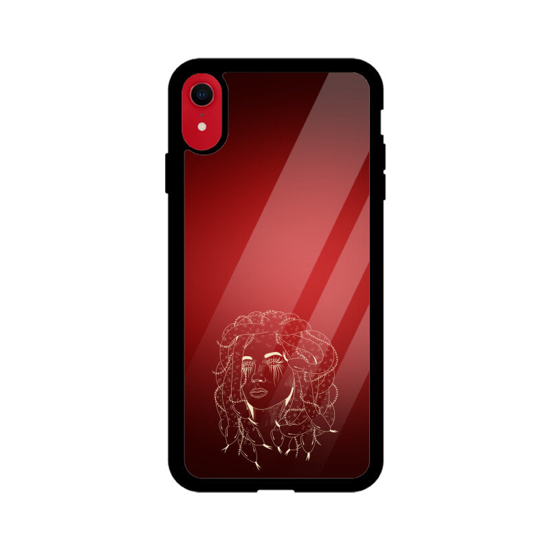 Deep Red Line Art Female Gorgon Face Phone Case