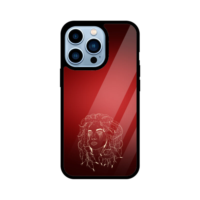 Deep Red Line Art Female Gorgon Face Phone Case