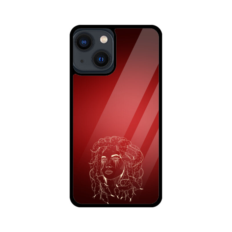 Deep Red Line Art Female Gorgon Face Phone Case