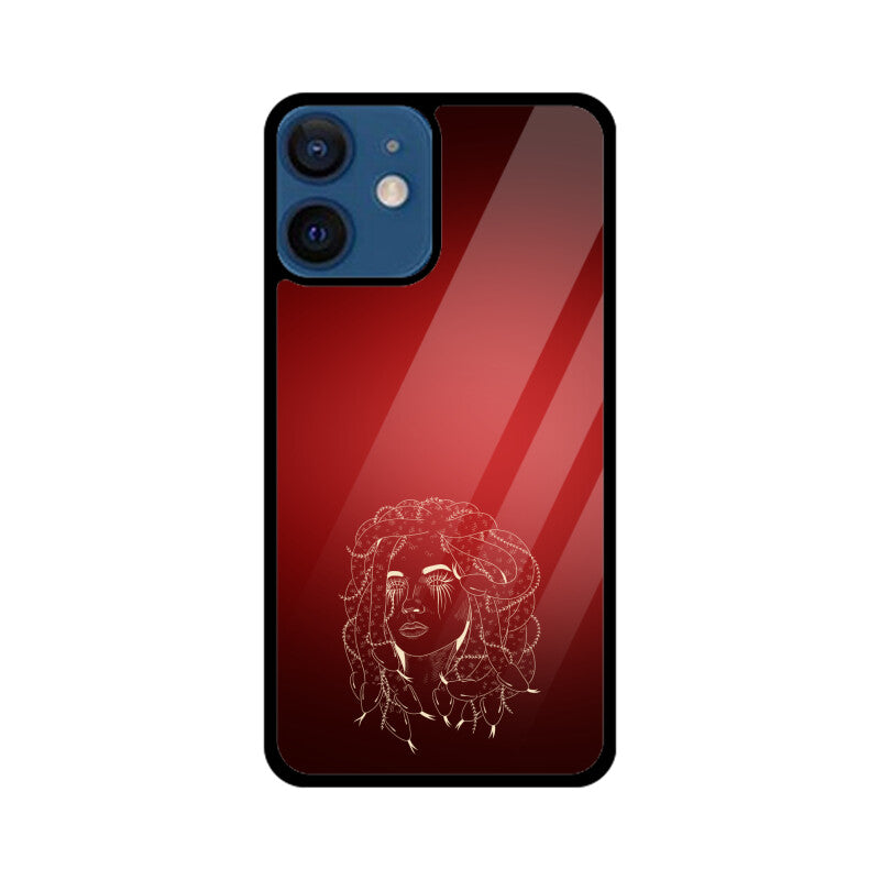 Deep Red Line Art Female Gorgon Face Phone Case