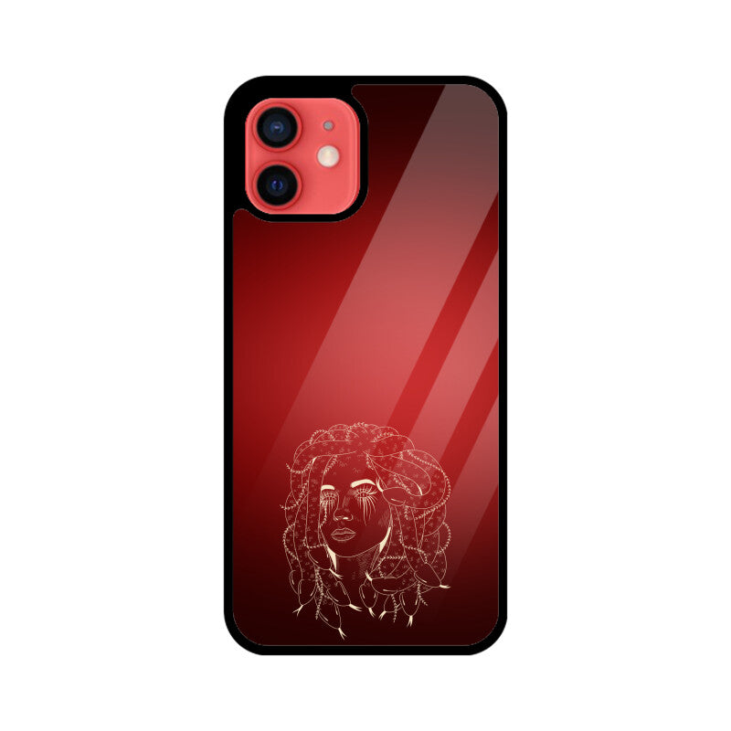 Deep Red Line Art Female Gorgon Face Phone Case