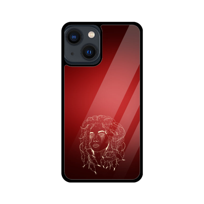 Deep Red Line Art Female Gorgon Face Phone Case