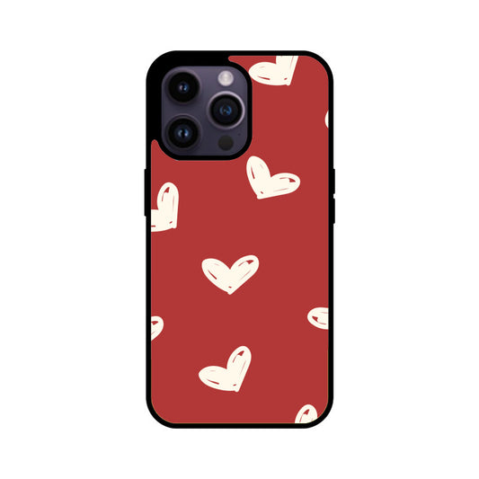 Red Beige Cute Valentine's Day Hearts Pattern Phone Case
