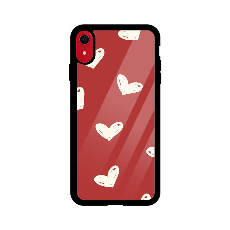 Red Beige Cute Valentine's Day Hearts Pattern Phone Case