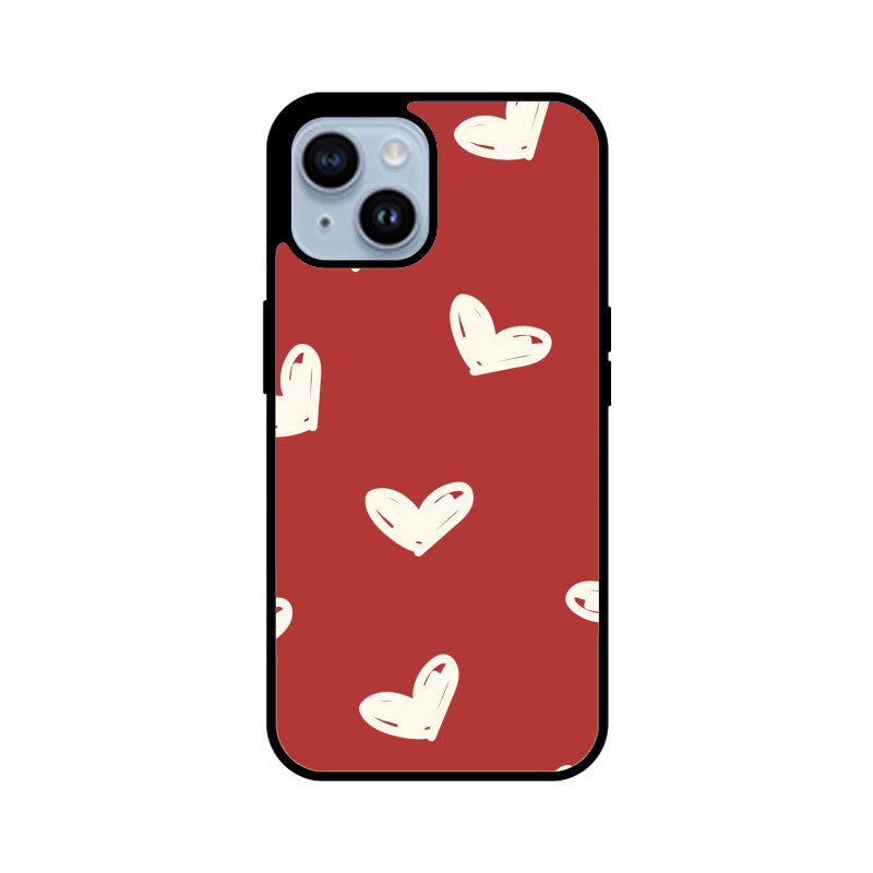 Red Beige Cute Valentine's Day Hearts Pattern Phone Case