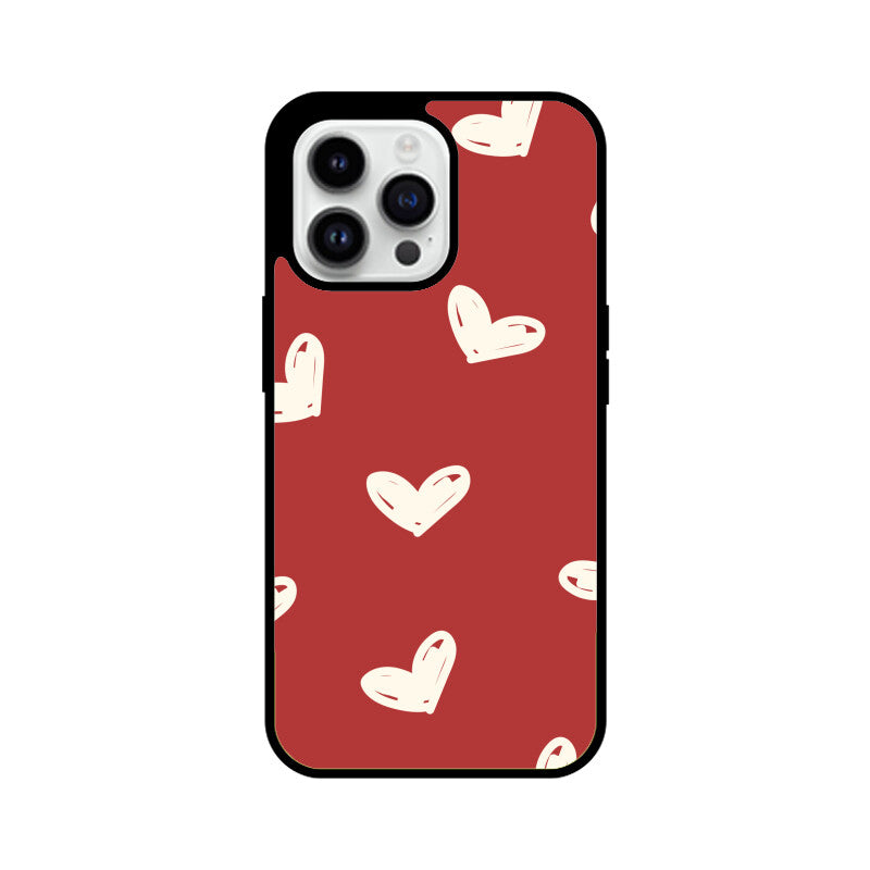 Red Beige Cute Valentine's Day Hearts Pattern Phone Case