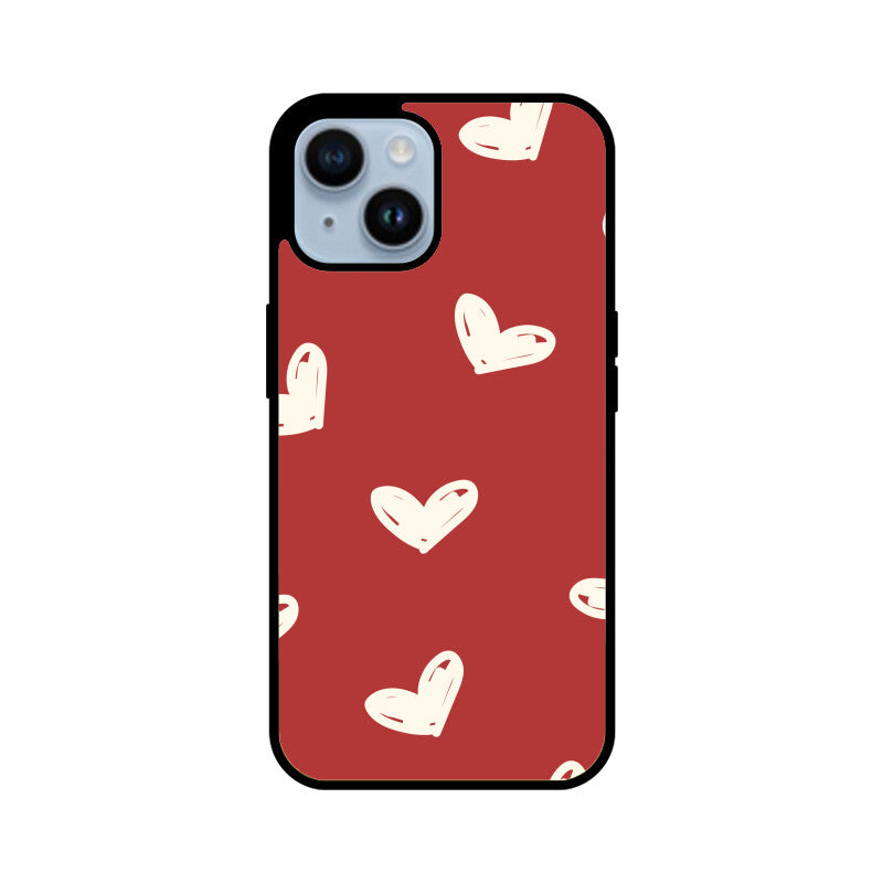 Red Beige Cute Valentine's Day Hearts Pattern Phone Case