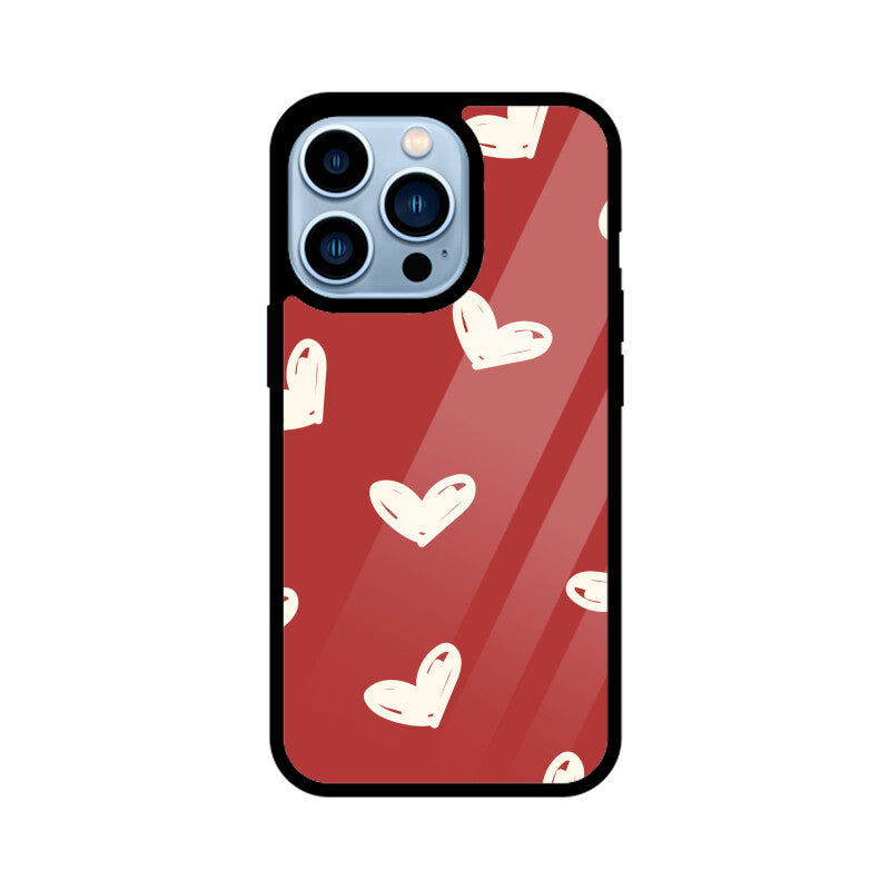 Red Beige Cute Valentine's Day Hearts Pattern Phone Case