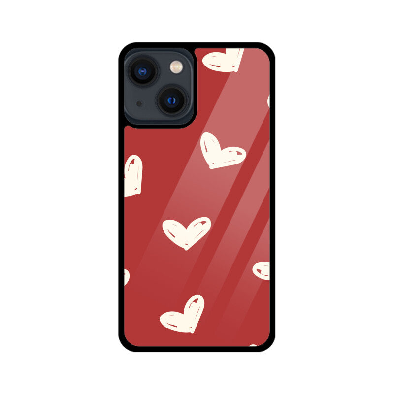 Red Beige Cute Valentine's Day Hearts Pattern Phone Case