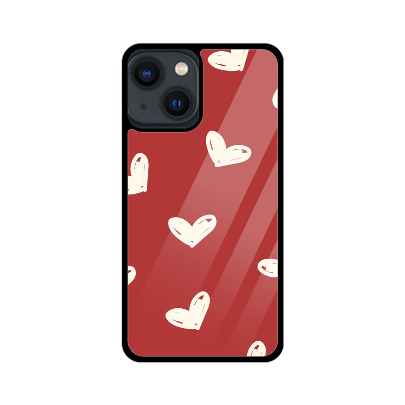 Red Beige Cute Valentine's Day Hearts Pattern Phone Case