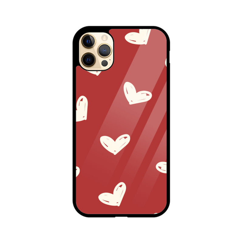 Red Beige Cute Valentine's Day Hearts Pattern Phone Case