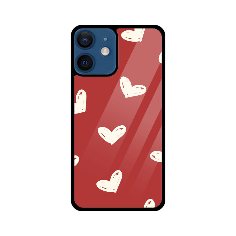 Red Beige Cute Valentine's Day Hearts Pattern Phone Case