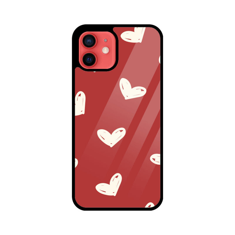 Red Beige Cute Valentine's Day Hearts Pattern Phone Case