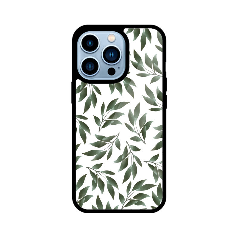 Beautiful Watercolor Branches with Green Leaves Pattern for Phone Case