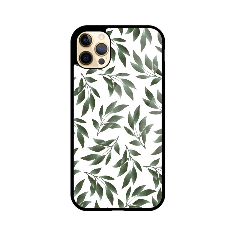 Beautiful Watercolor Branches with Green Leaves Pattern for Phone Case