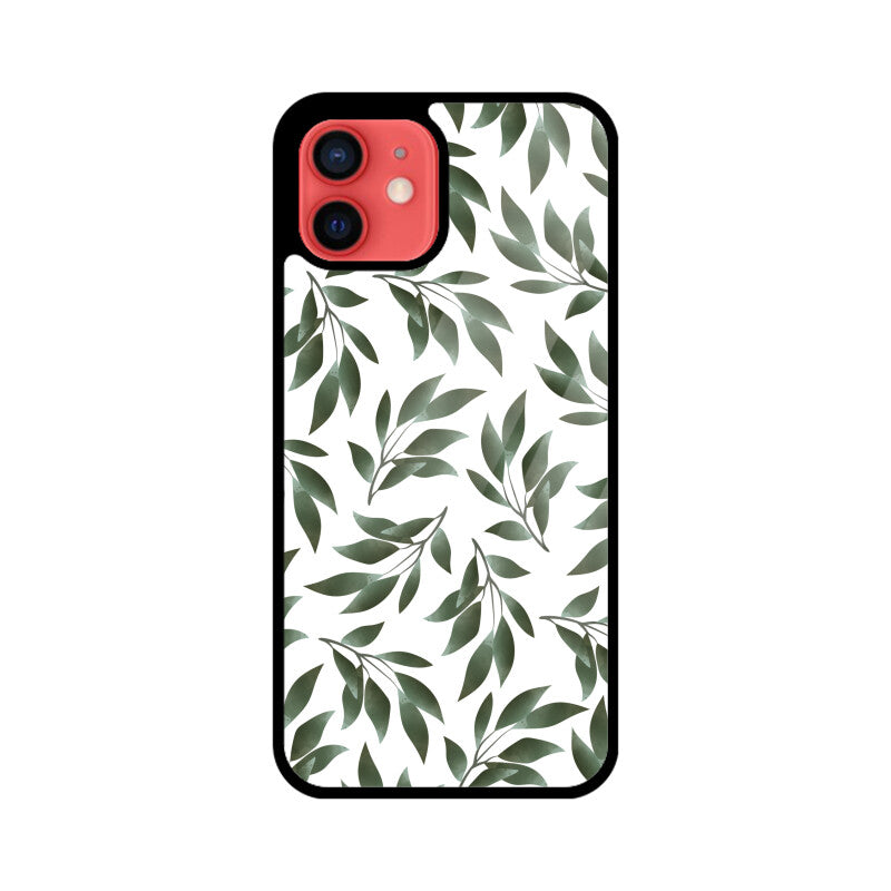 Beautiful Watercolor Branches with Green Leaves Pattern for Phone Case