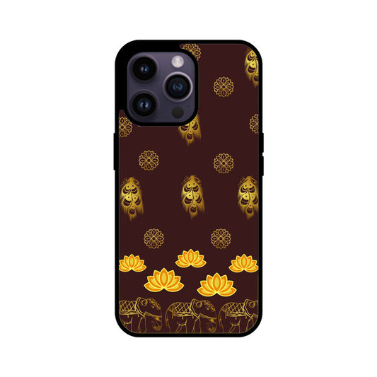 Royal Indian Art Elephant and Lotus Printed Motifs Phone Case