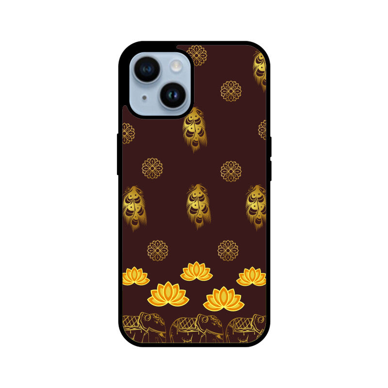 Royal Indian Art Elephant and Lotus Printed Motifs Phone Case