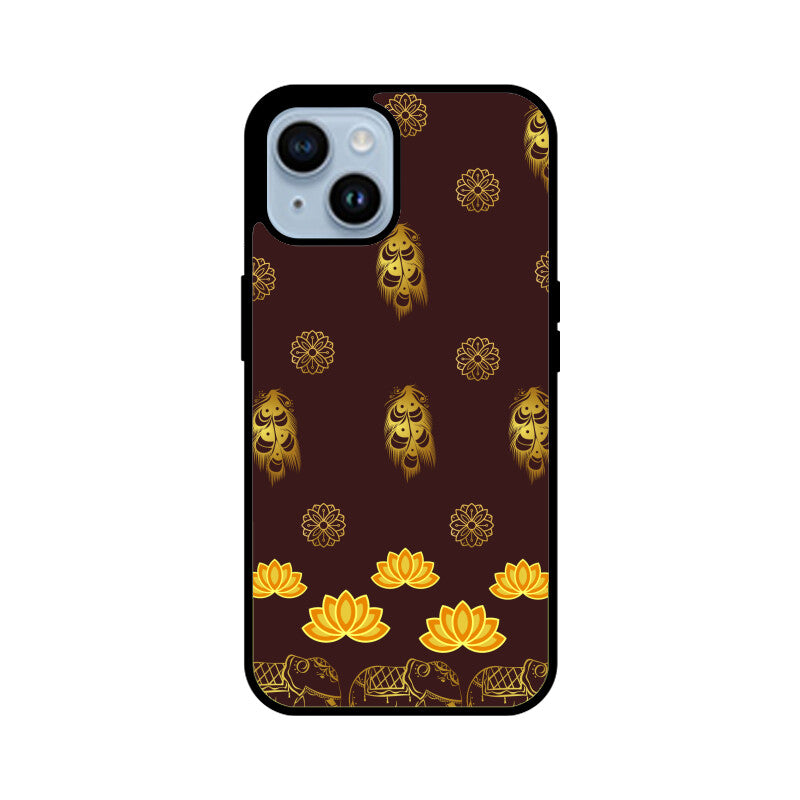 Royal Indian Art Elephant and Lotus Printed Motifs Phone Case