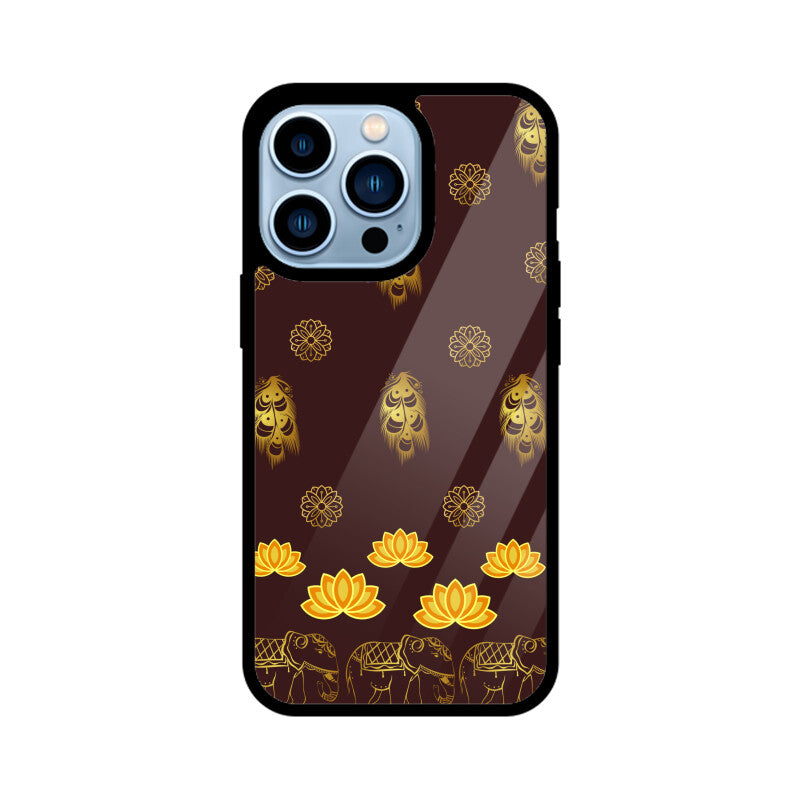 Royal Indian Art Elephant and Lotus Printed Motifs Phone Case