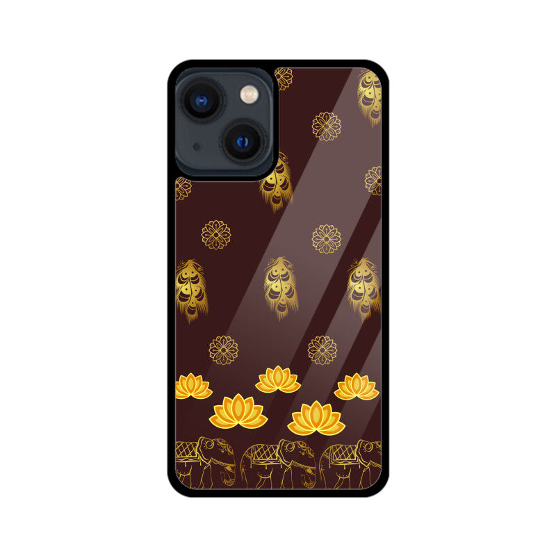 Royal Indian Art Elephant and Lotus Printed Motifs Phone Case