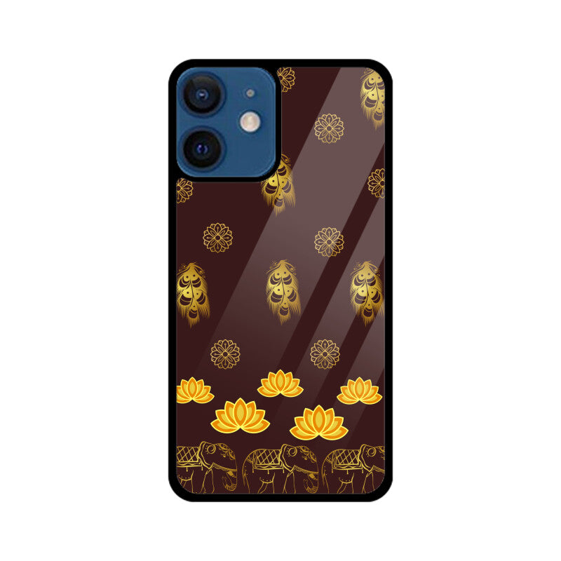 Royal Indian Art Elephant and Lotus Printed Motifs Phone Case