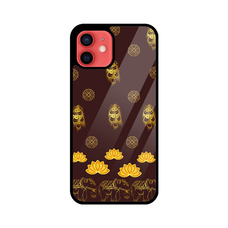 Royal Indian Art Elephant and Lotus Printed Motifs Phone Case