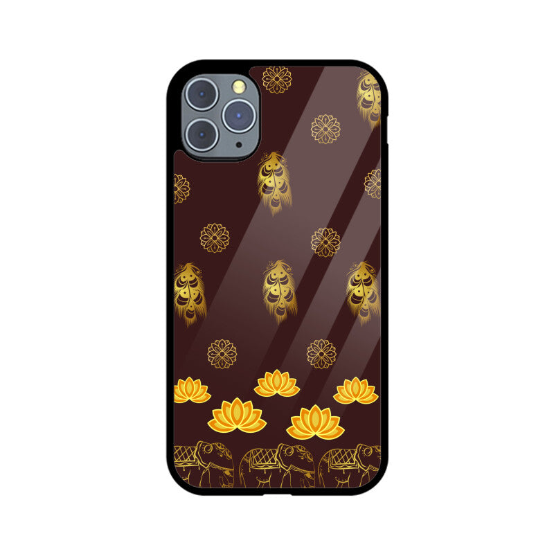 Royal Indian Art Elephant and Lotus Printed Motifs Phone Case