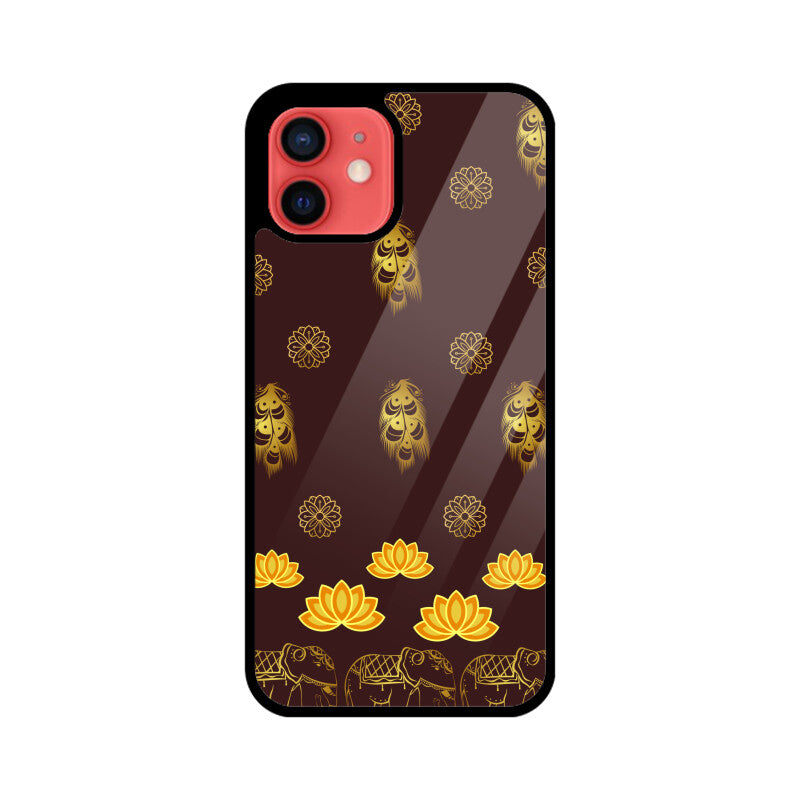 Royal Indian Art Elephant and Lotus Printed Motifs Phone Case