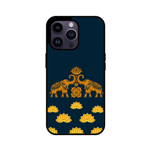 Royal Indian Art Elephant and Lotus Motifs in Blue Phone Case