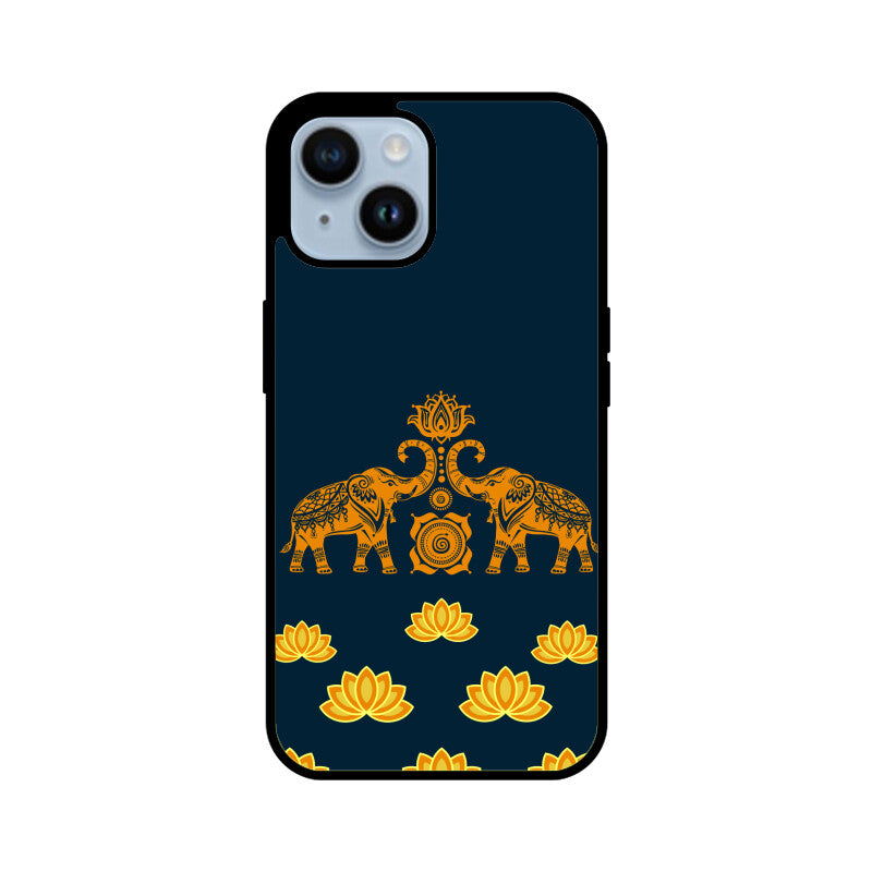 Royal Indian Art Elephant and Lotus Motifs in Blue Phone Case