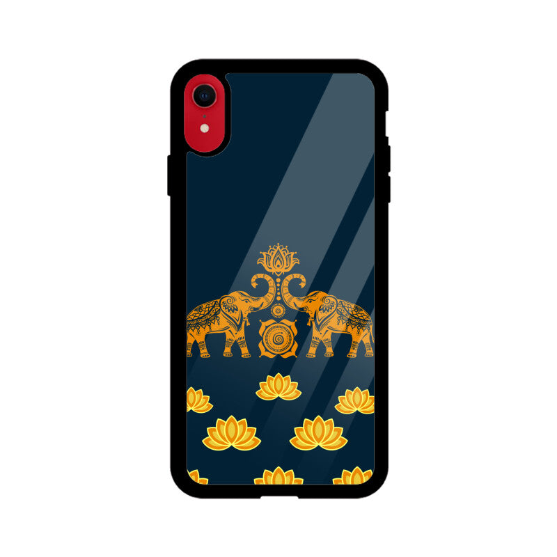 Royal Indian Art Elephant and Lotus Motifs in Blue Phone Case