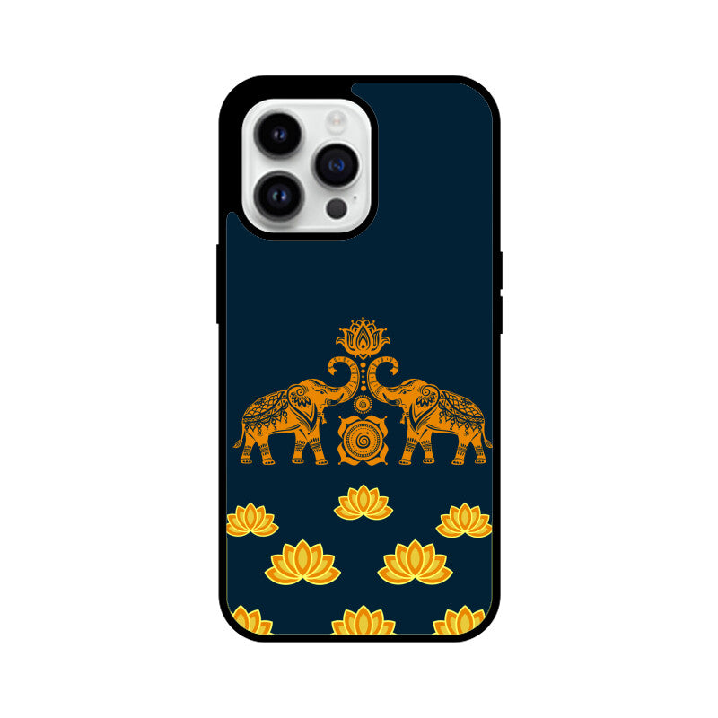 Royal Indian Art Elephant and Lotus Motifs in Blue Phone Case