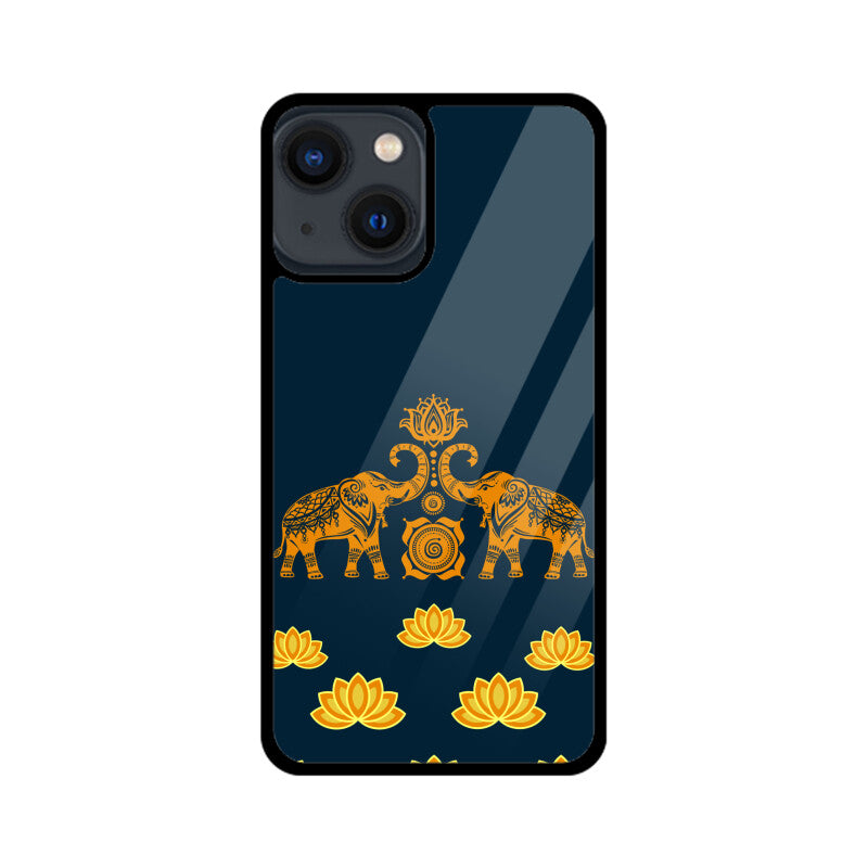 Royal Indian Art Elephant and Lotus Motifs in Blue Phone Case