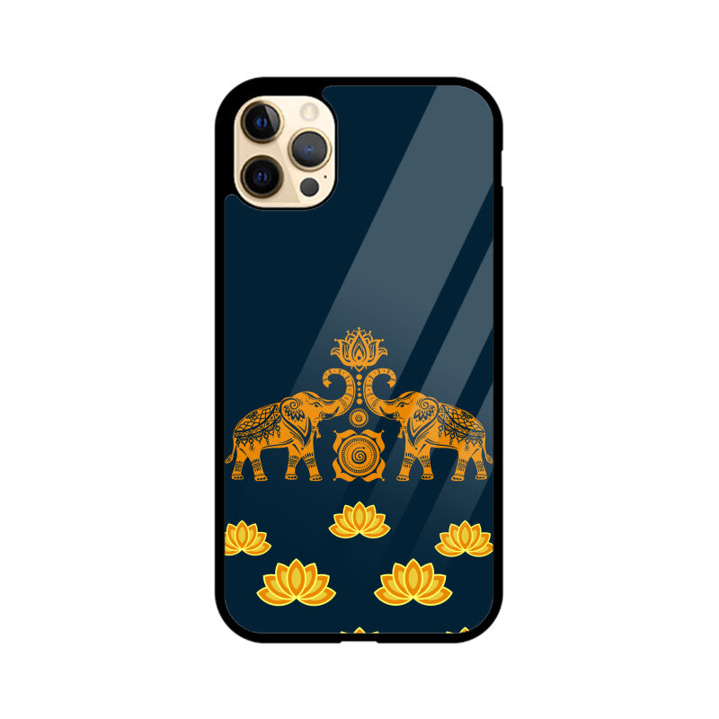 Royal Indian Art Elephant and Lotus Motifs in Blue Phone Case