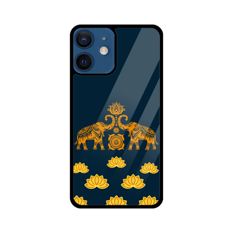 Royal Indian Art Elephant and Lotus Motifs in Blue Phone Case