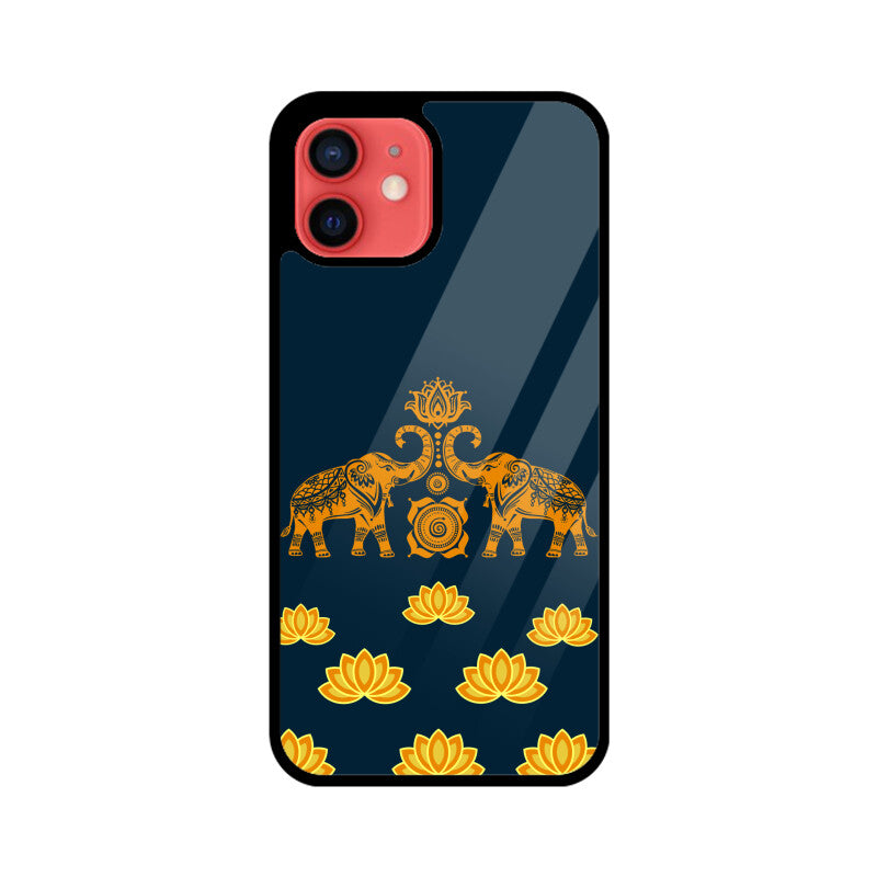 Royal Indian Art Elephant and Lotus Motifs in Blue Phone Case