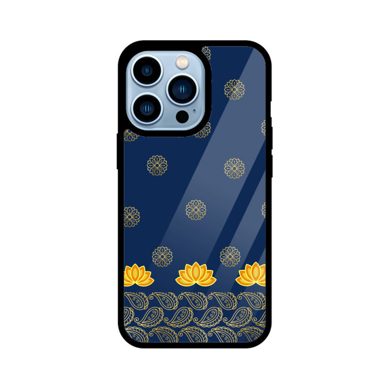 Royal India Art Blue and Gold Lotus paisley printed motifs Phone Case