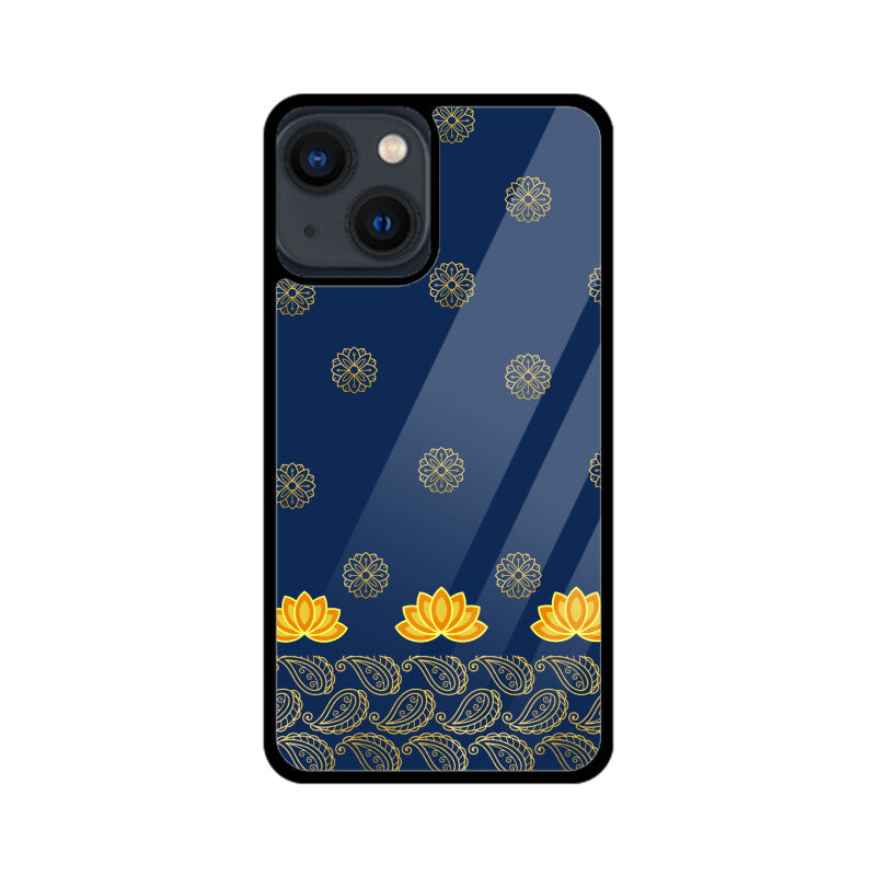 Royal India Art Blue and Gold Lotus paisley printed motifs Phone Case