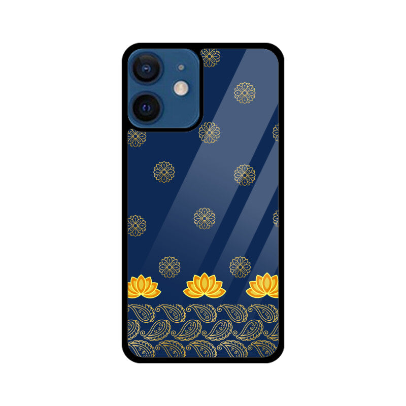 Royal India Art Blue and Gold Lotus paisley printed motifs Phone Case