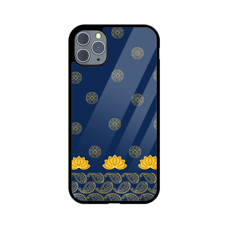 Royal India Art Blue and Gold Lotus paisley printed motifs Phone Case