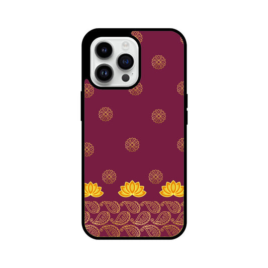 Royal India Art Burgundy and Gold Lotus Paisley Printed Motifs Phone Case