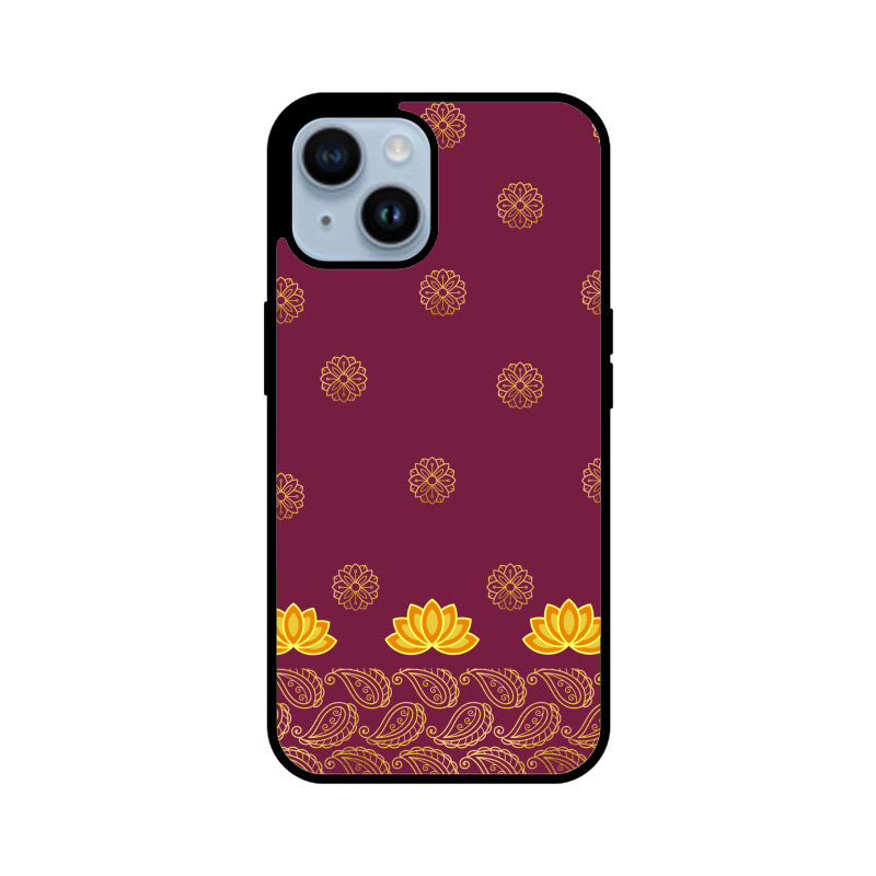 Royal India Art Burgundy and Gold Lotus Paisley Printed Motifs Phone Case