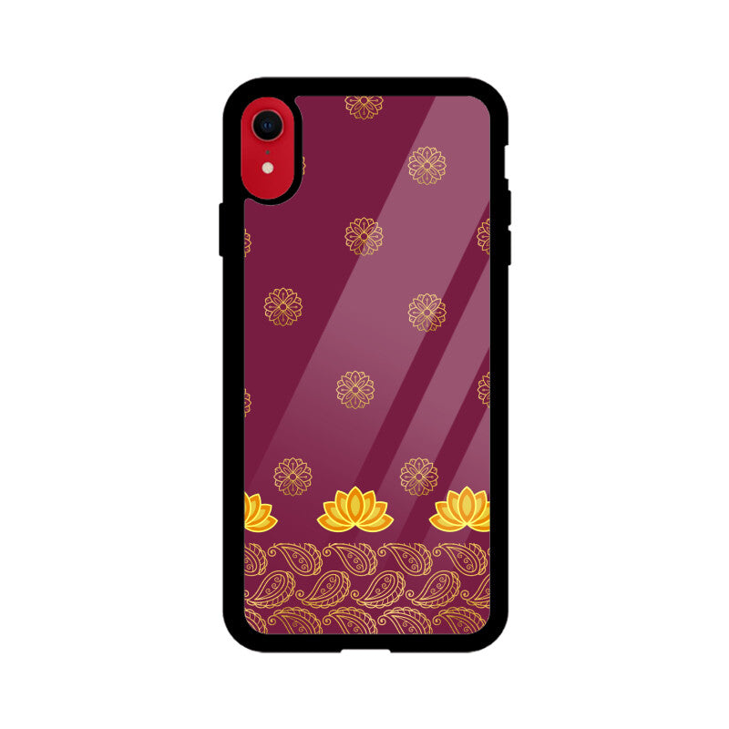 Royal India Art Burgundy and Gold Lotus Paisley Printed Motifs Phone Case